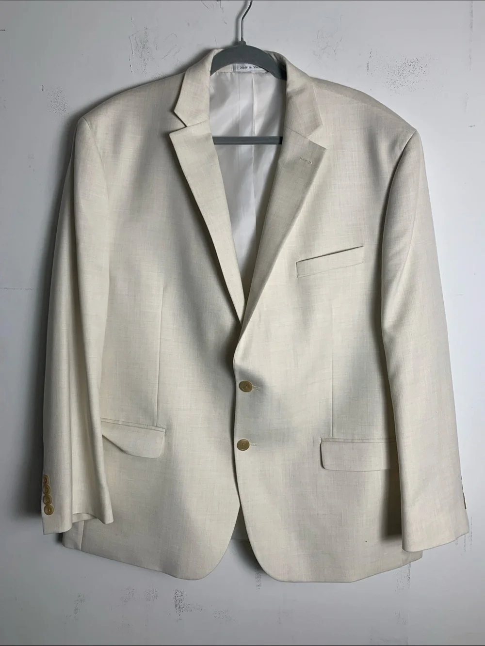 Chaps Cream Two-Button Notch Lapel Blazer